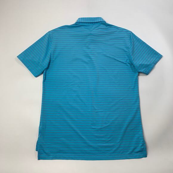 Peter Millar Shirt Mens M Medium Water Geranium Summer Comfort Striped Golf Polo - Picture 8 of 11